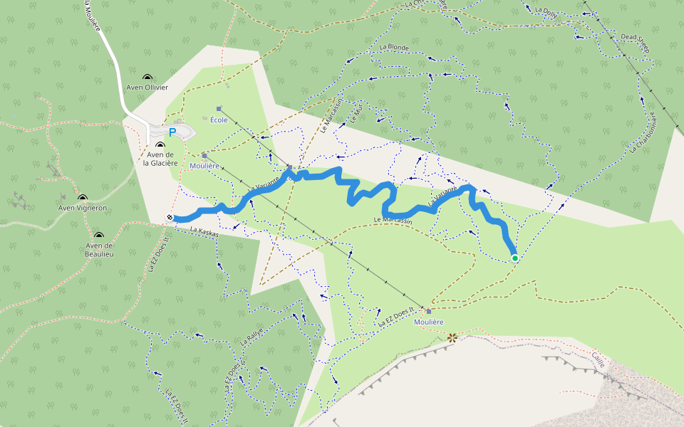 La Variante walking route map in Caille