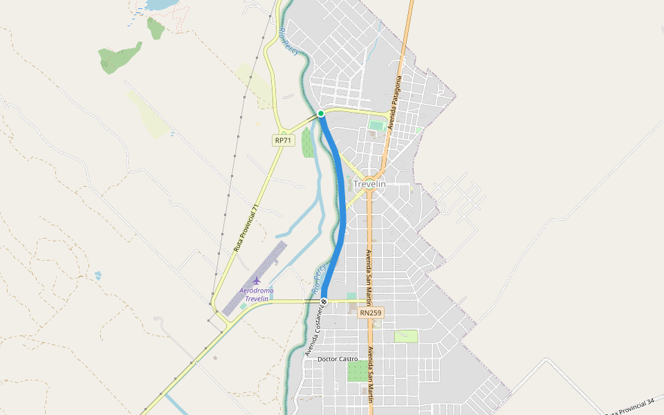 Costanera walking route map in Trevelin
