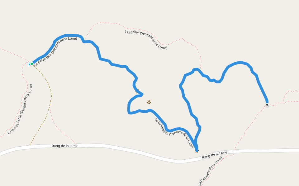 Le Belvédère (Sentiers de la Lune) walking route map in Rapide-Danseur