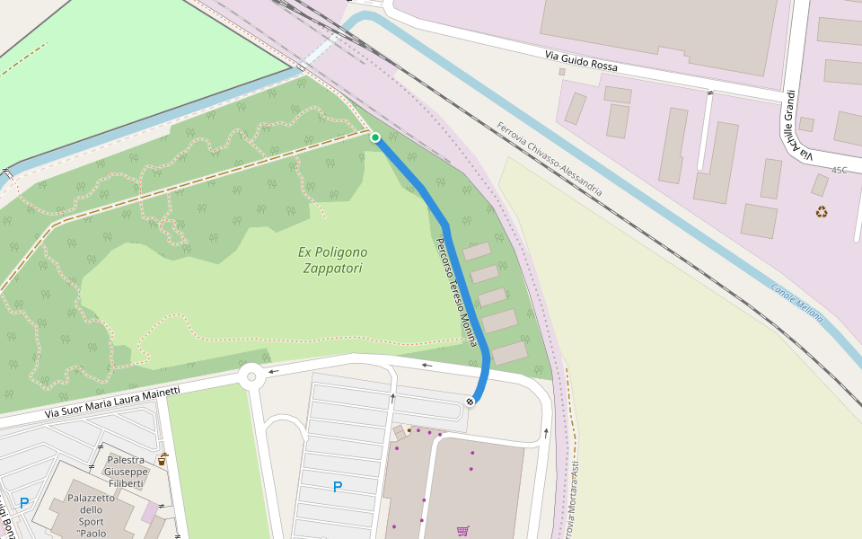 Percorso Teresio Monina walking route map in Casale Monferrato