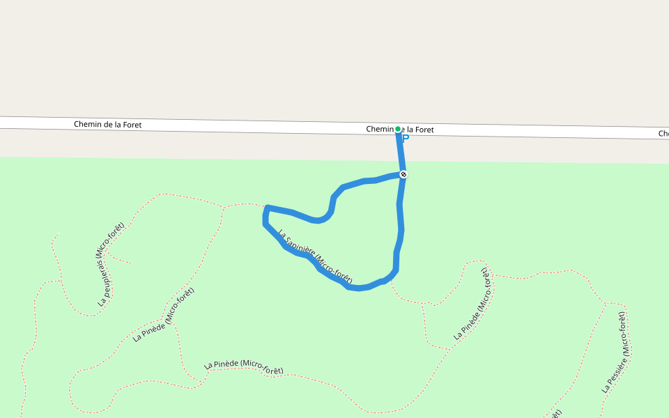 La Sapinière (Micro-forêt) walking route map in Authier-Nord