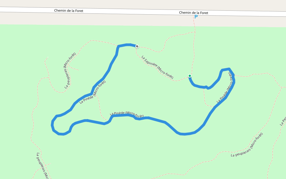 La Pinède (Micro-forêt) walking route map in Authier-Nord