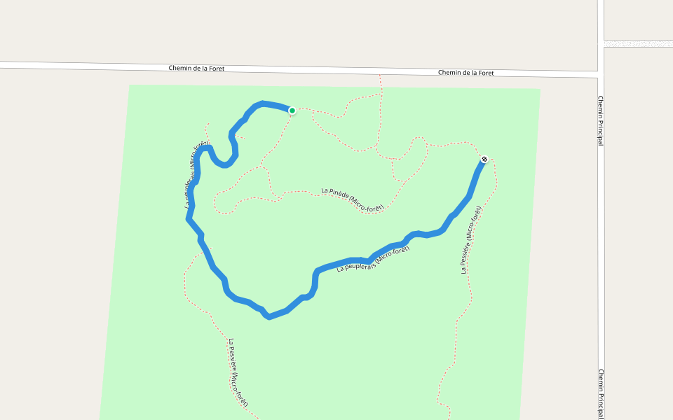 La peuplerais (Micro-forêt) walking route map in Authier-Nord