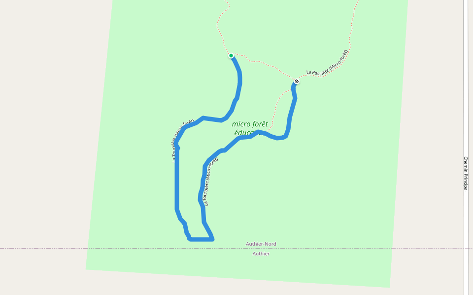 La Tourbière (Micro-forêt) walking route map in Authier