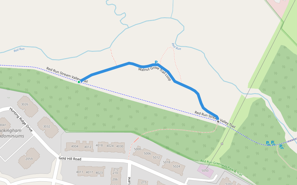 Walnut Grove Trail Loop walking route map in Owings Mills