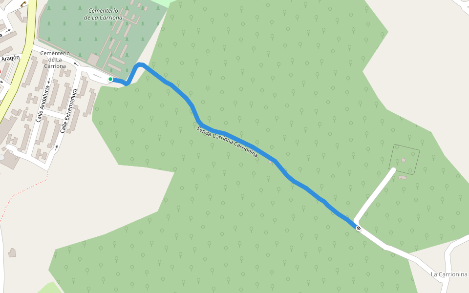 Senda Carriona Carrionina walking route map in Avilés