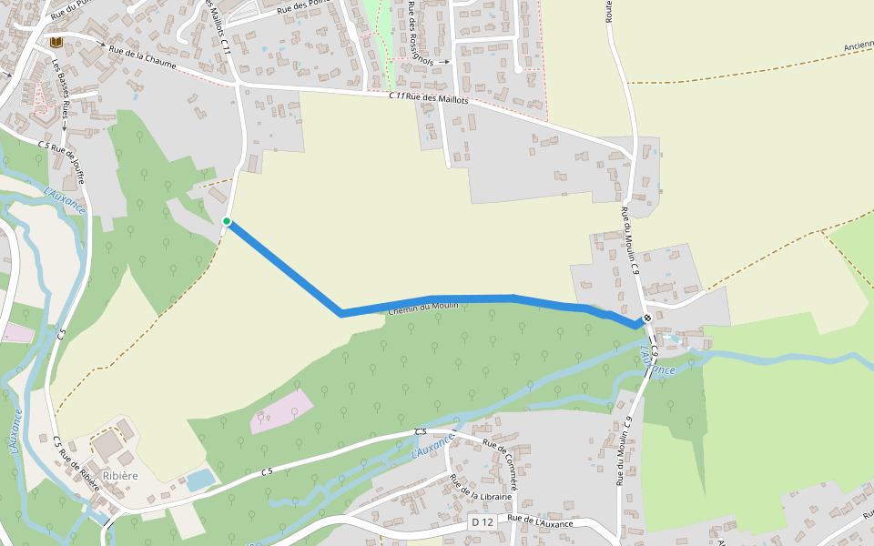 Chemin du Moulin walking route map in Vouillé