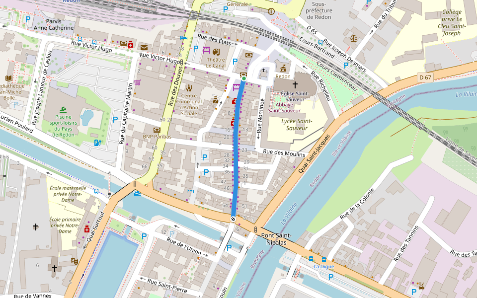 Grande Rue walking route map in Redon