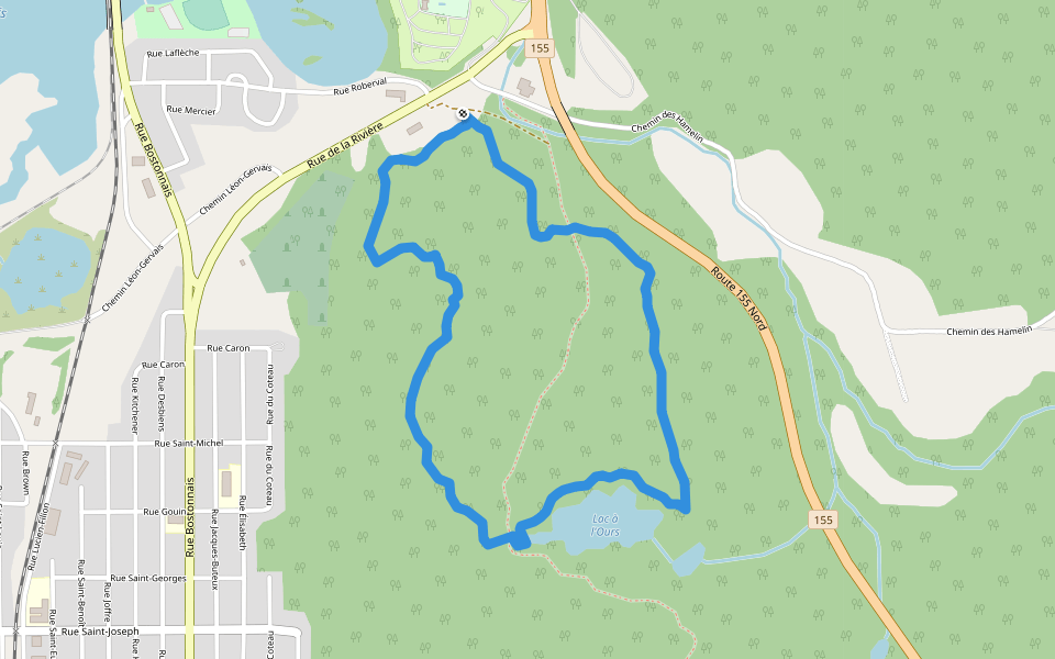 Sentier des 3 raquettes walking route map in La Tuque