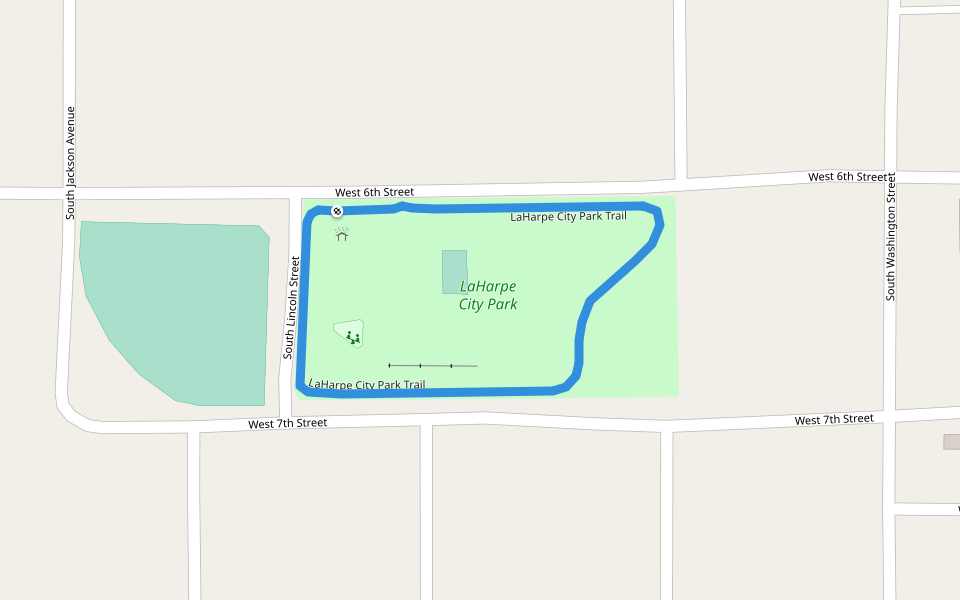 LaHarpe City Park Trail walking route map in La Harpe