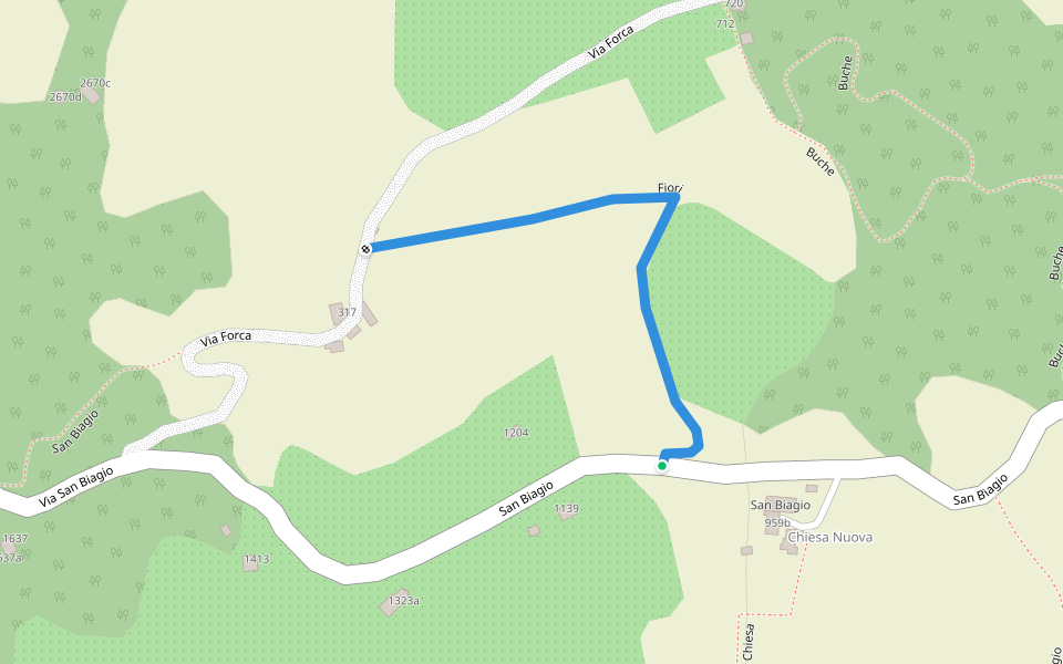 Fiori walking route map in Savigno