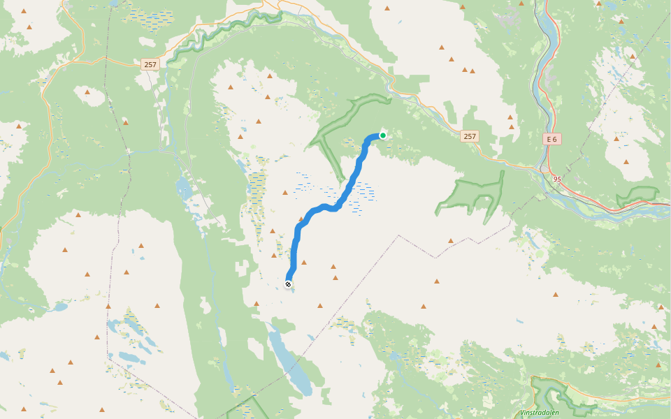 Gamle Mugsætervegen walking route map in Faukstad