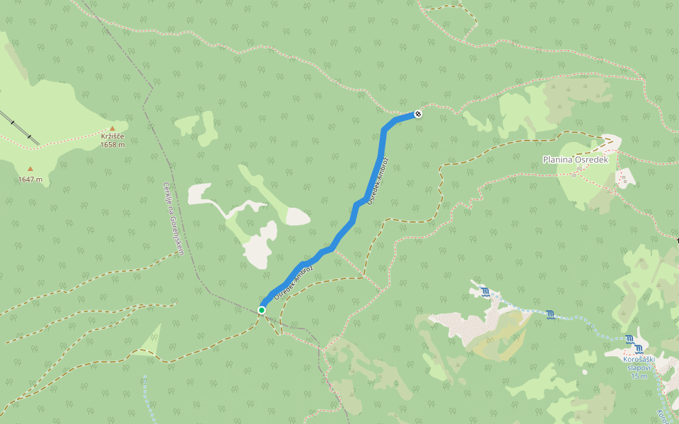 Osredek-Ambrož walking route map in Klemenčevo