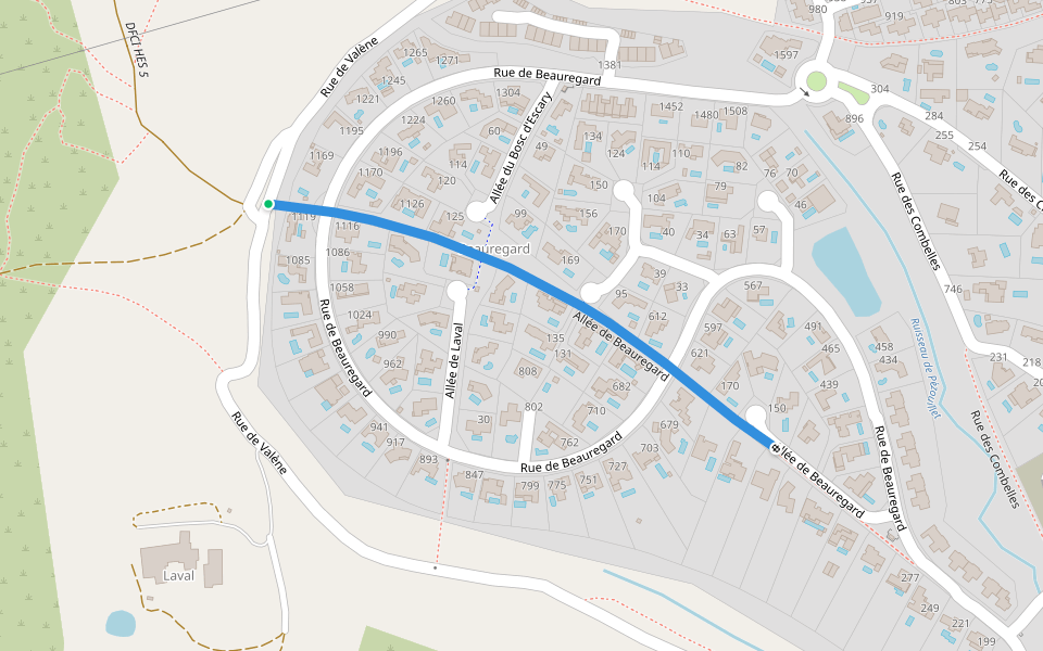 Allée de Beauregard walking route map in Saint-Gély-du-Fesc