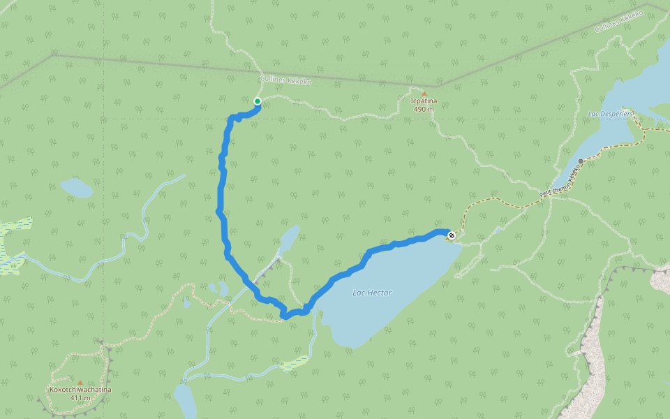 Sentier de la faille walking route map in Rouyn-Noranda