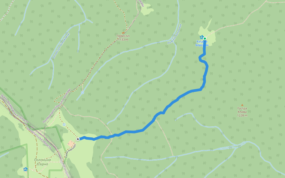 На Борсучину walking route map in Vorokhta