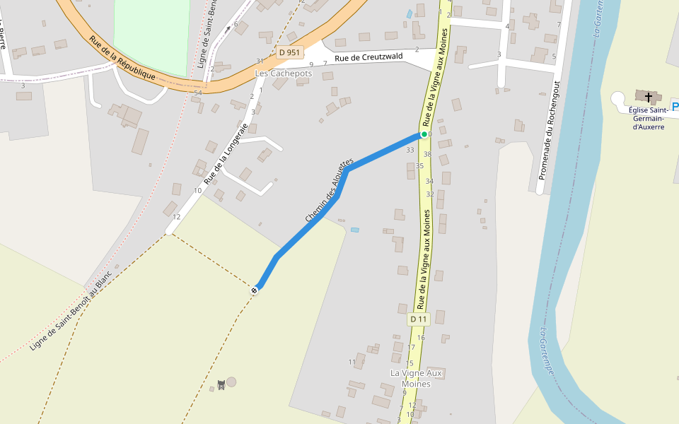 Chemin des Alouettes walking route map in Antigny