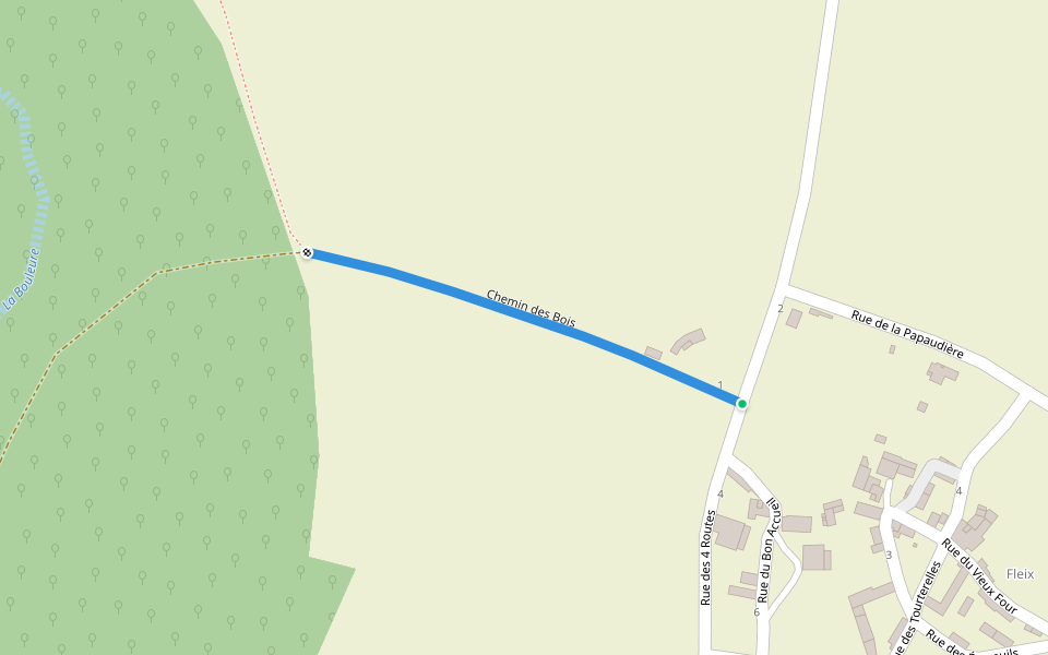 Chemin des Bois walking route map in Valence-en-Poitou