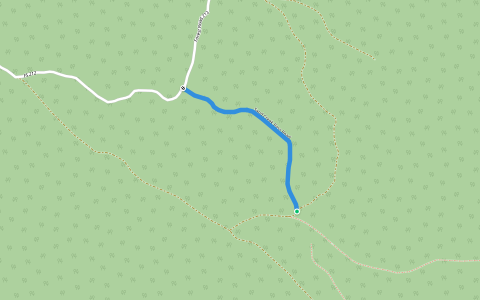 Sand Creek Pass Road walking route map in RED FE LKS