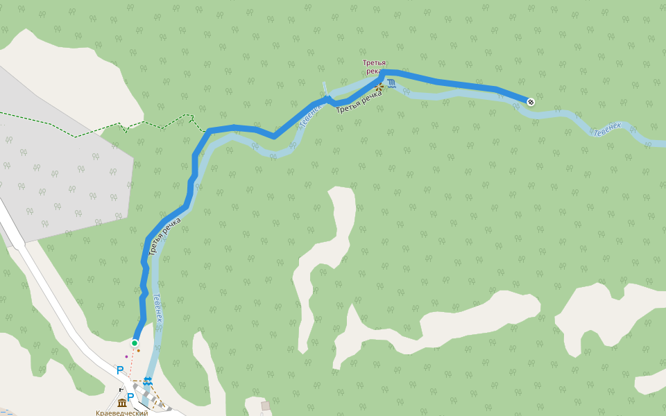 Третья речка walking route map in Озерное (майминский)