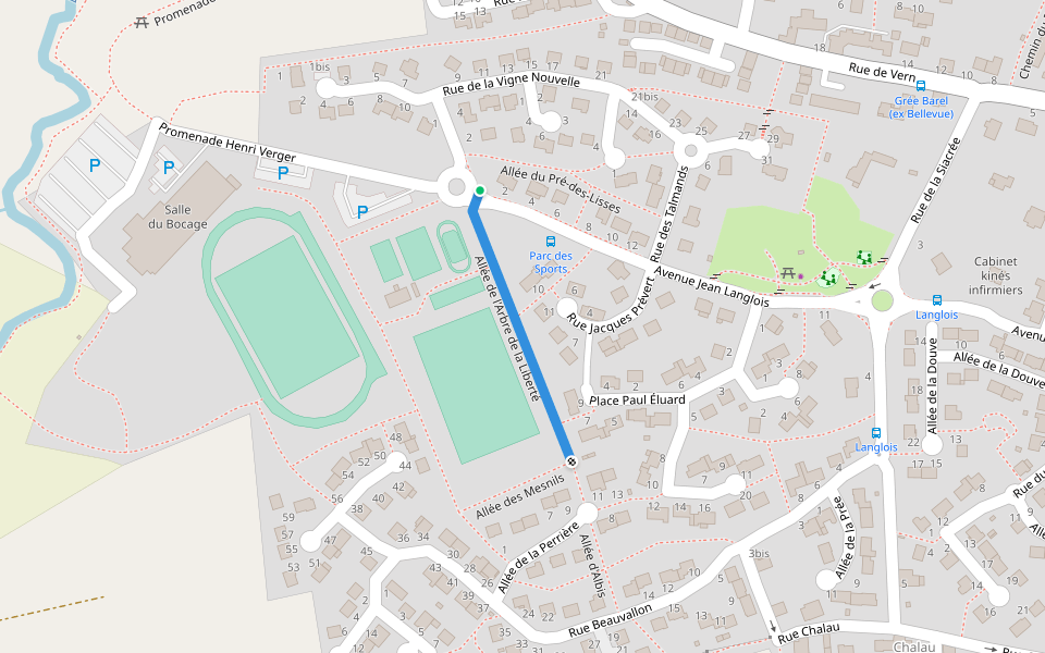 Allée de l'Arbre de la Liberté walking route map in Nouvoitou