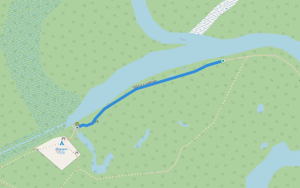 Тропа у заводи walking route map in Zhukovskie Vyselki