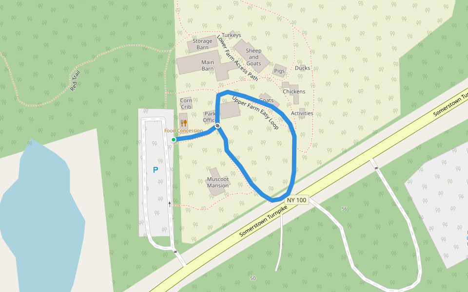 Upper Farm Easy Loop walking route map in Katonah