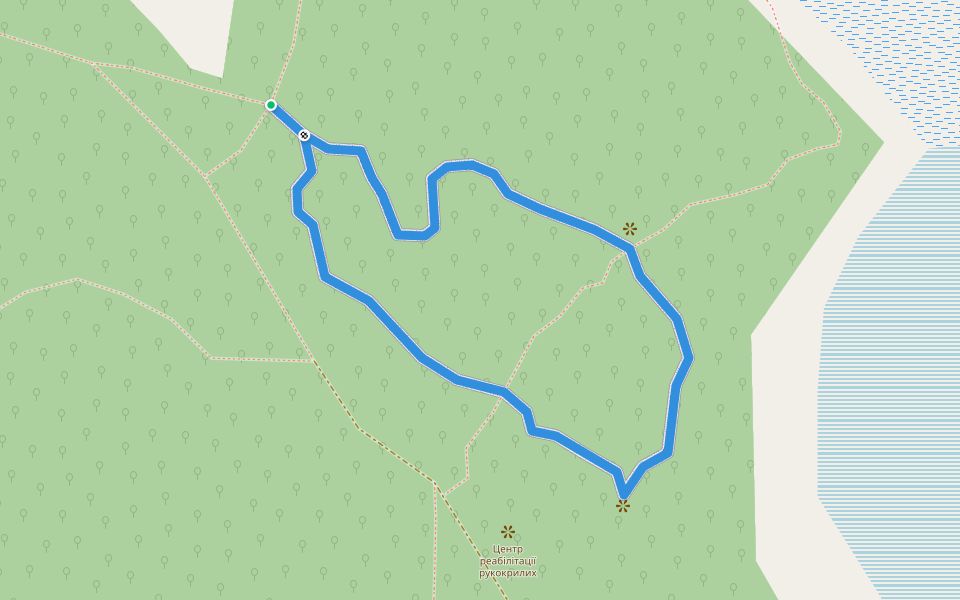 Босонога Стежка walking route map in Lisne