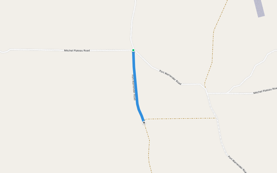 Port Warrender Road walking route map in Mitchell Plateau