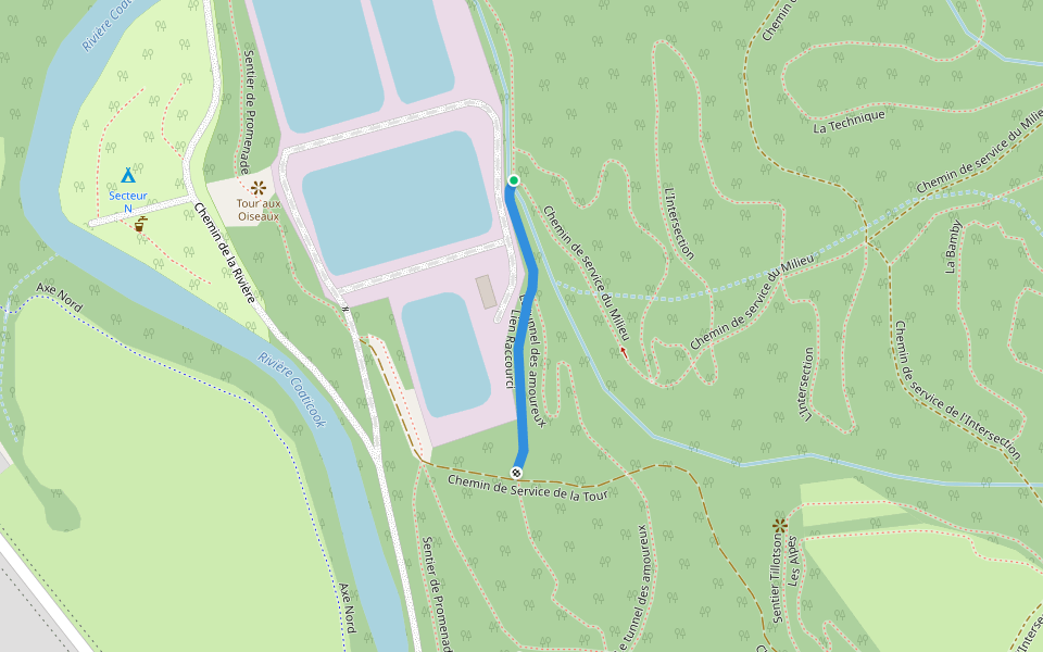 Lien Raccourci walking route map in Coaticook
