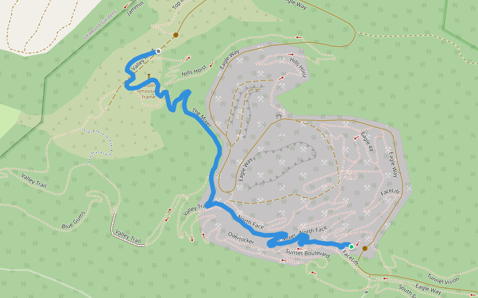 The Mixer walking route map in Crafers West