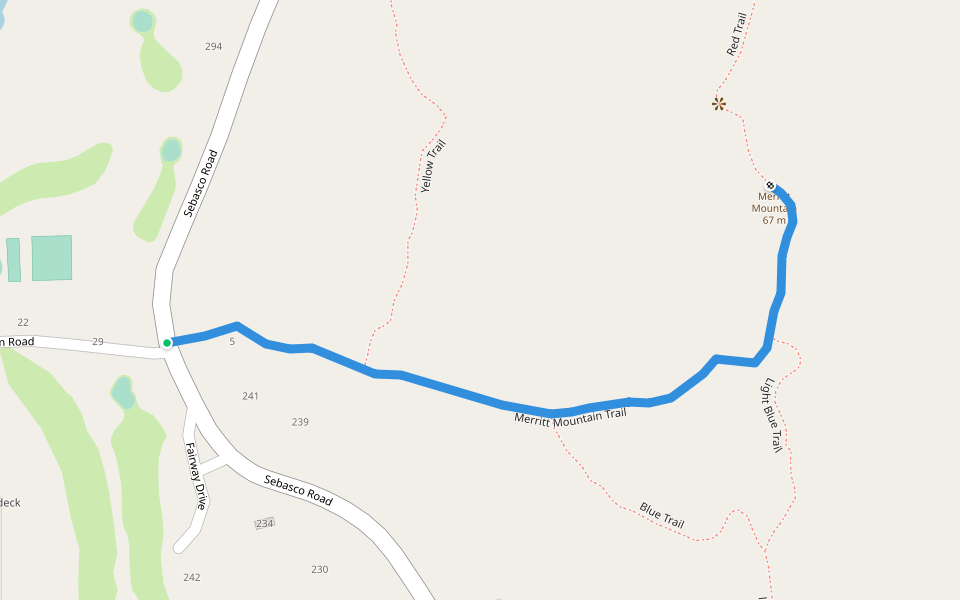 Merritt Mountain Trail walking route map in Phippsburg
