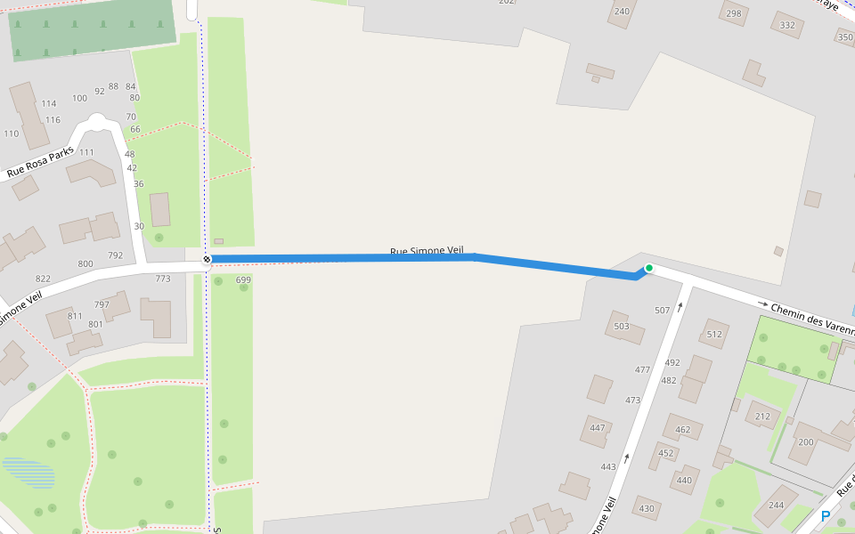 Rue Simone Veil walking route map in Semoy