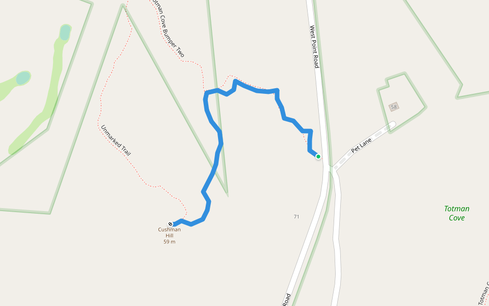 Totman Cove Bumper One walking route map in Phippsburg