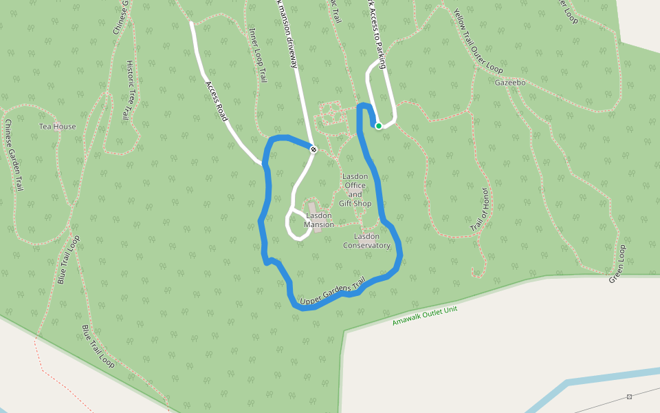 Upper Gardens Trail walking route map in Katonah