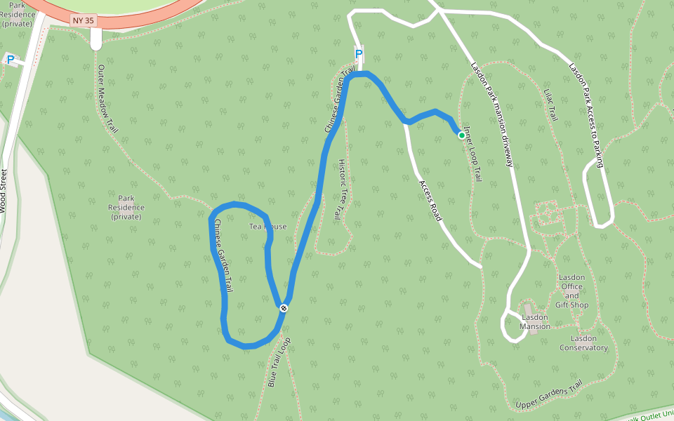 Chinese Garden Trail walking route map in Katonah