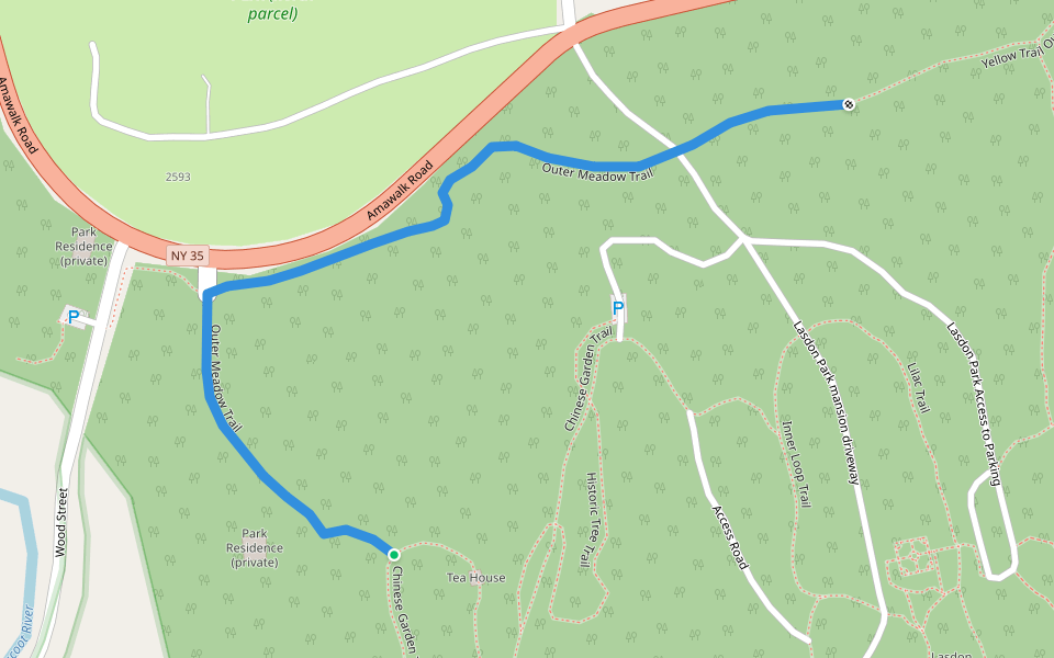 Outer Meadow Trail walking route map in Katonah