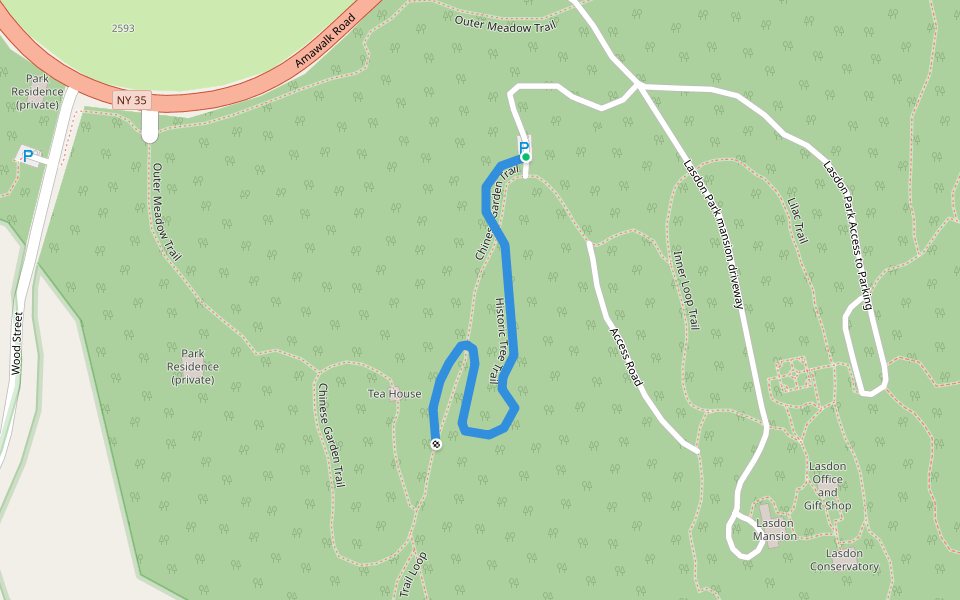 Historic Tree Trail walking route map in Katonah