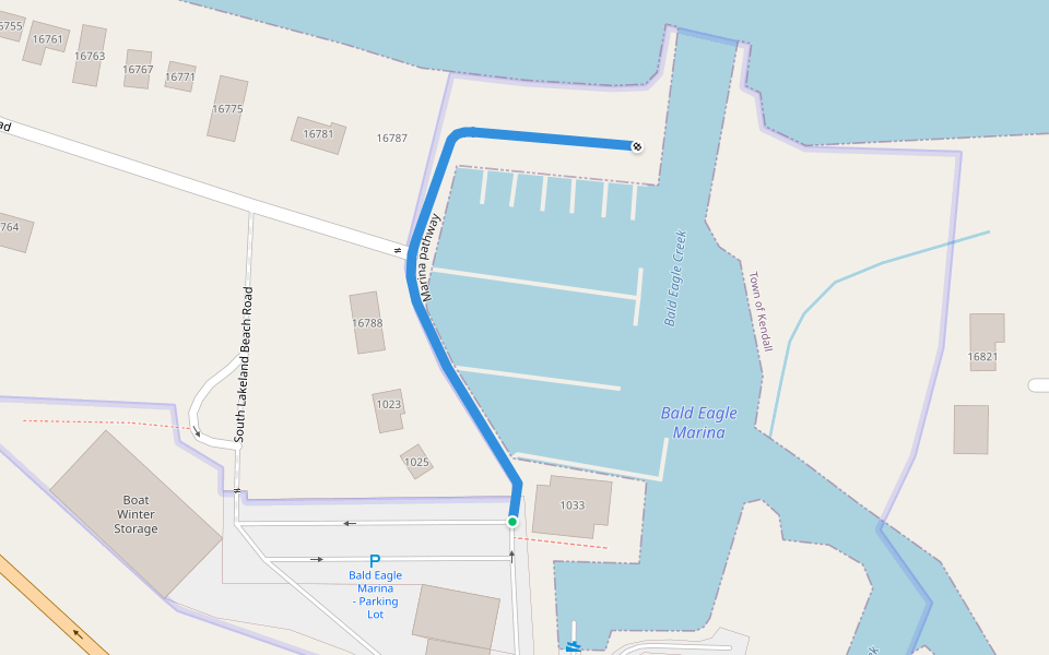 Marina pathway walking route map in Kendall