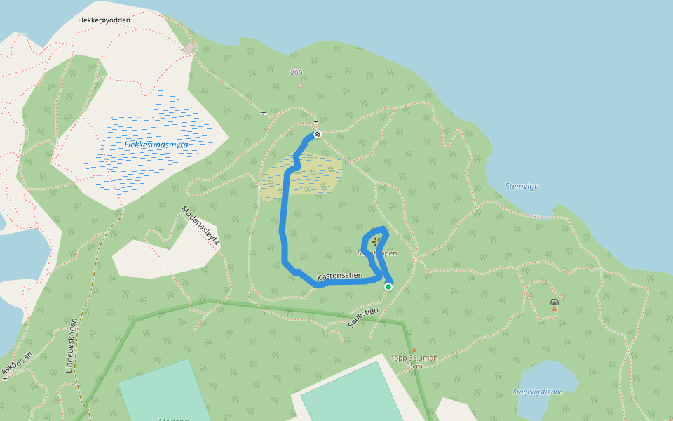 Sauestien walking route map in Skålevik