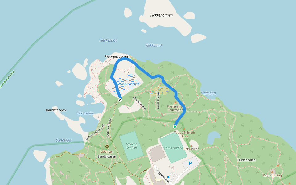 Lindebøskogen walking route map in Skålevik