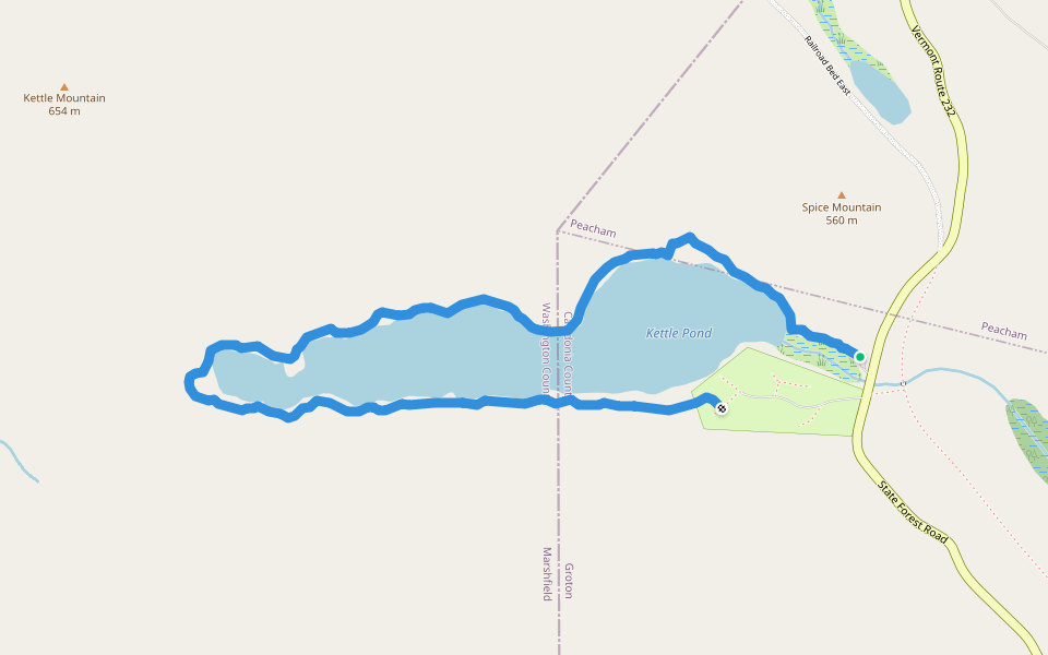 Kettle Pond Loop Trail walking route map in Groton