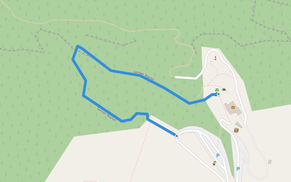 Sentier Martel walking route map in Meyrueis