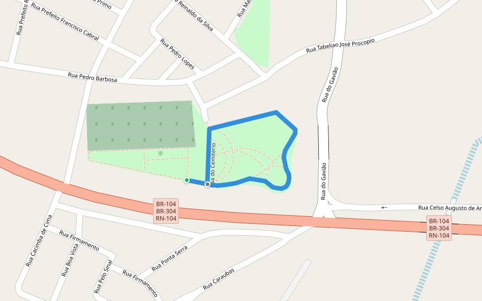 Rua do Cemiterio walking route map in Lajes