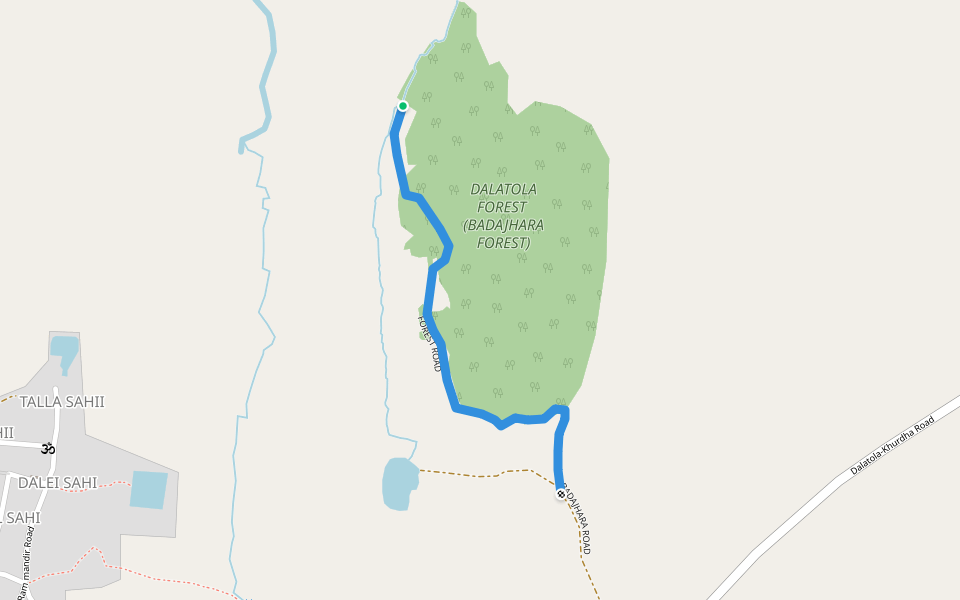 FOREST ROAD walking route map in Adakhandia