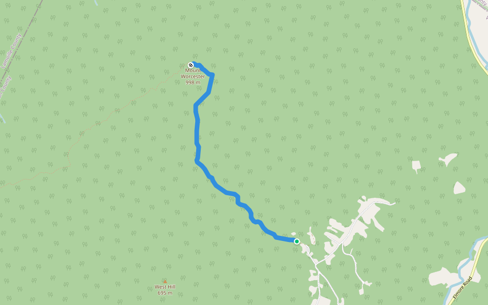 Mount Worcester Trail walking route map in Worcester