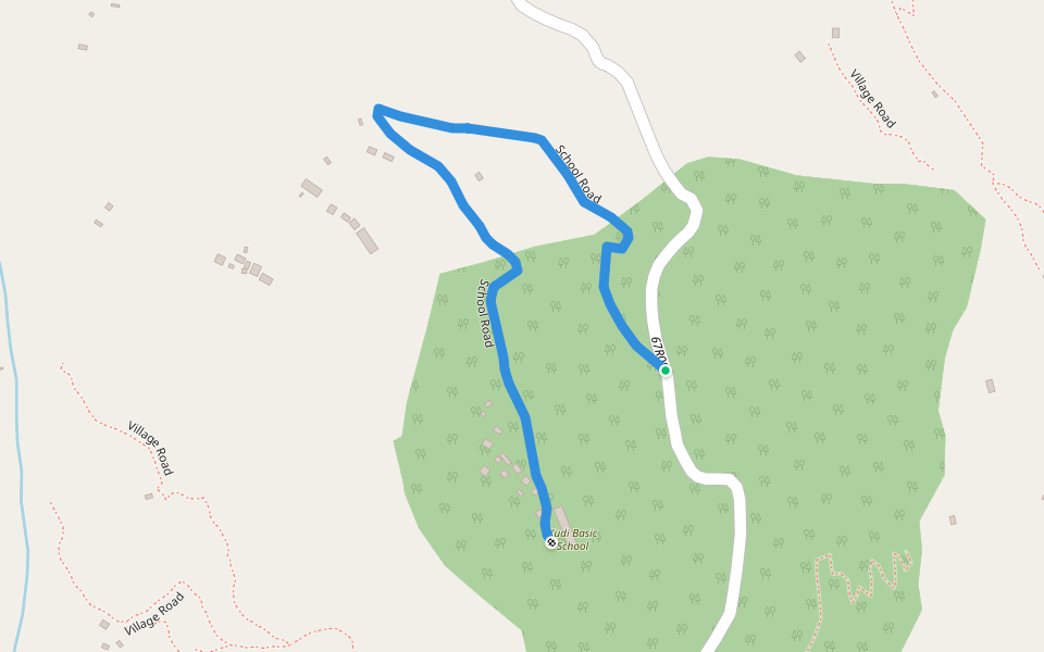School Road walking route map in Badimalika