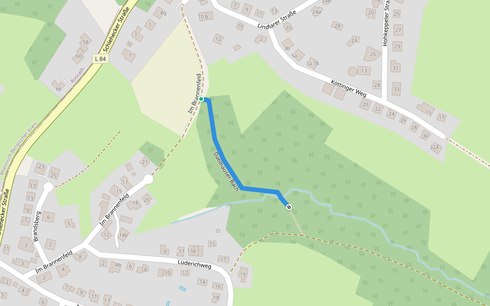Dahlhauser Bach walking route map in Lohmar