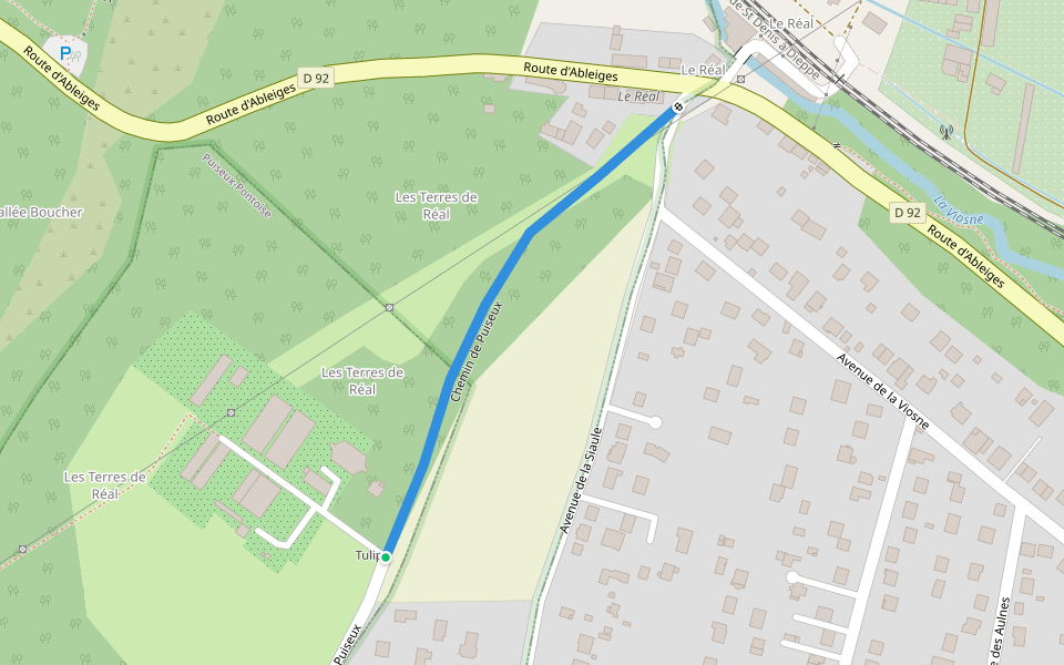 Chemin de Puiseux walking route map in Boissy-l'Aillerie