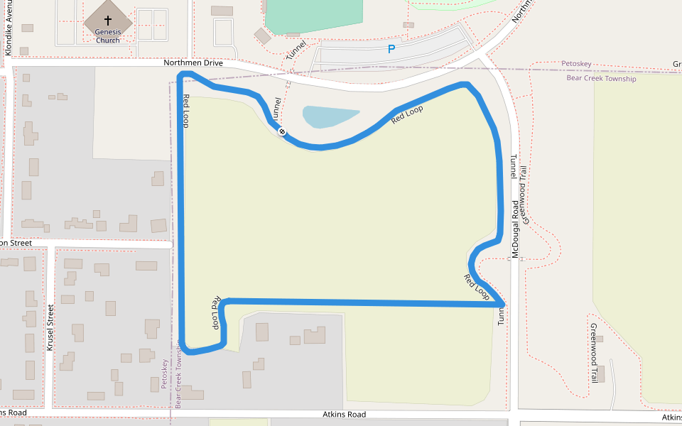 Red Loop walking route map in Petoskey